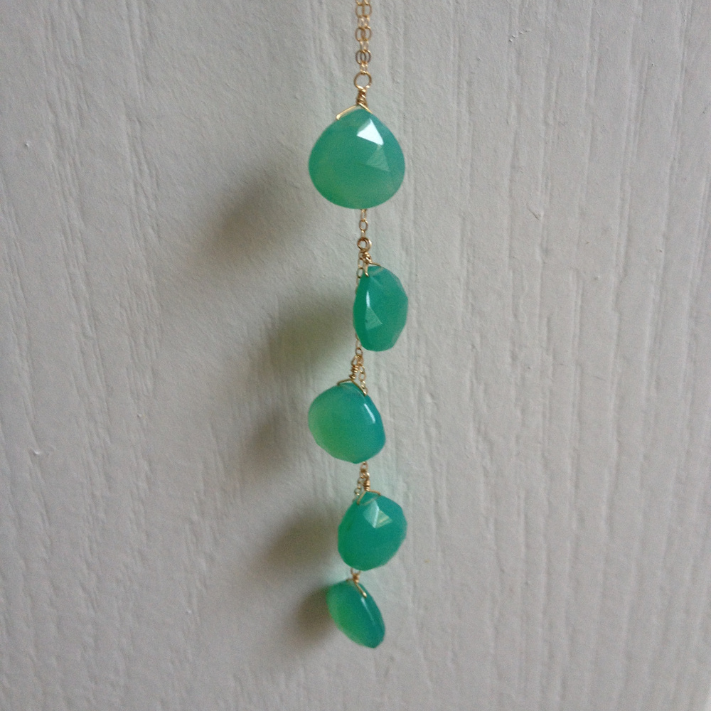 14kt gold filled chain with chalcedony danlges NEW